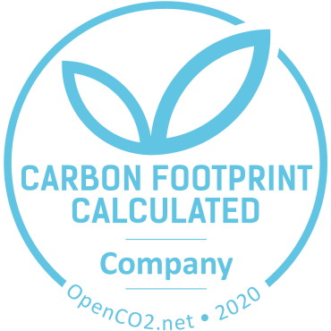 The carbon footprint label indicates the carbon footprint and the calculation year.